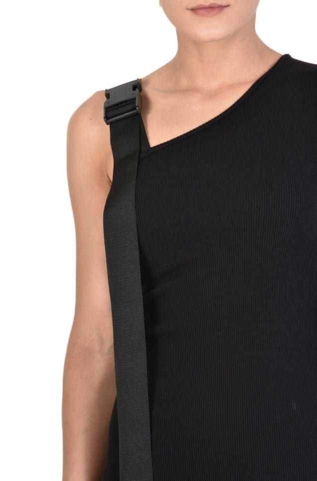 TR4M WEBY23 BLACK ribbed oneshoulder tube dress