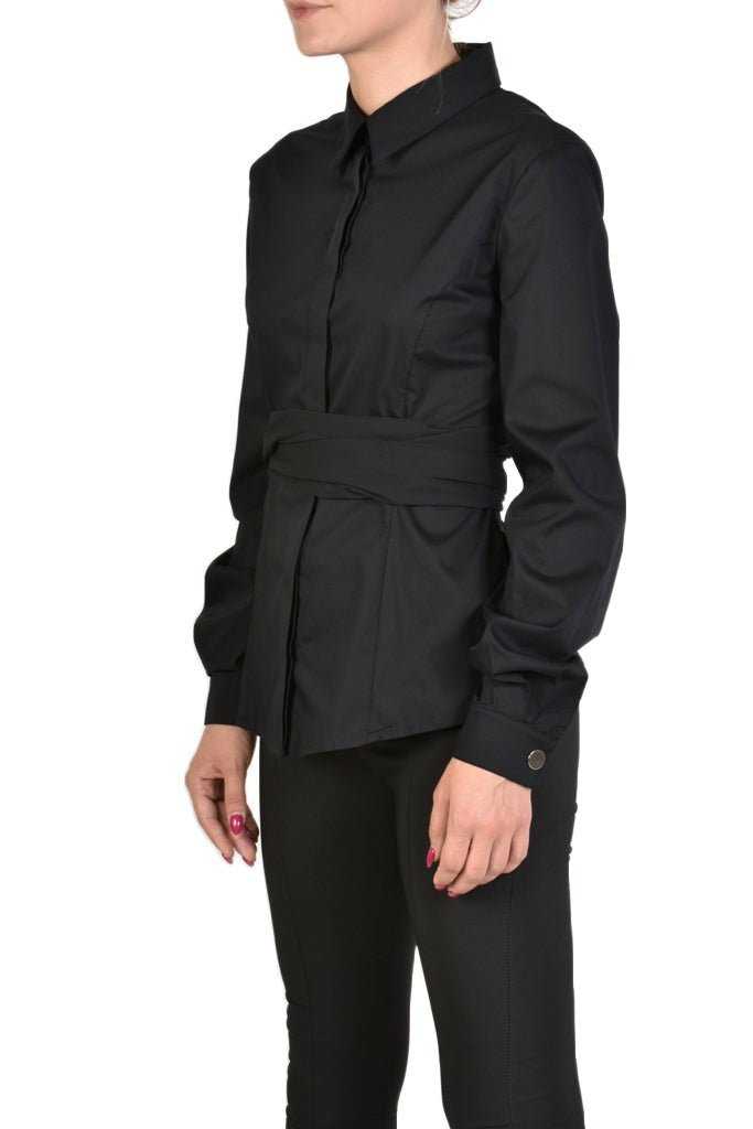 TR4O PARILLA23 BLACK Popeline Stretch Shirt.