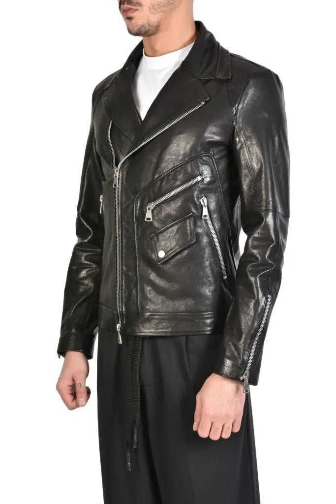 TRGCHIO223 BLACK vegetable tanned leather sport jacket.