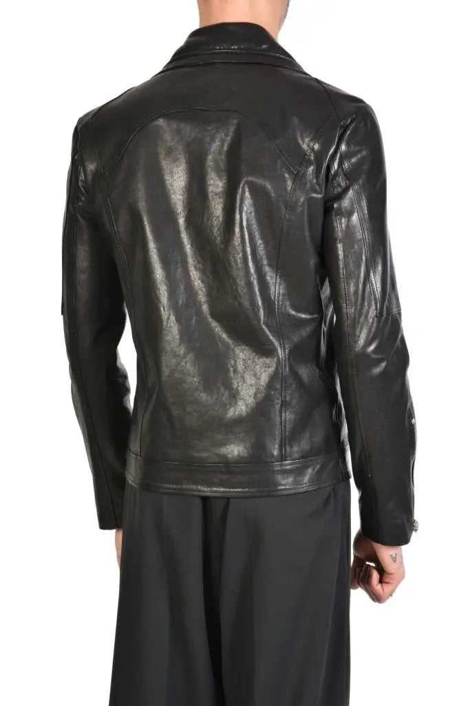 TRGCHIO223 BLACK vegetable tanned leather sport jacket.