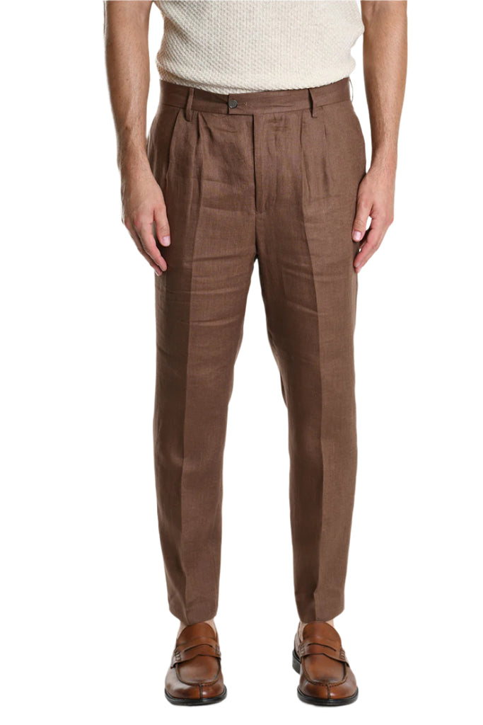 TROUSER A3251PBARAM Regular Linen Brown.