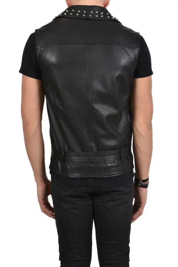 TRP151BOL17 BLACK Leather vest man 398 Jacket Last Pieces LA HAINE INSIDE US TEPHRA