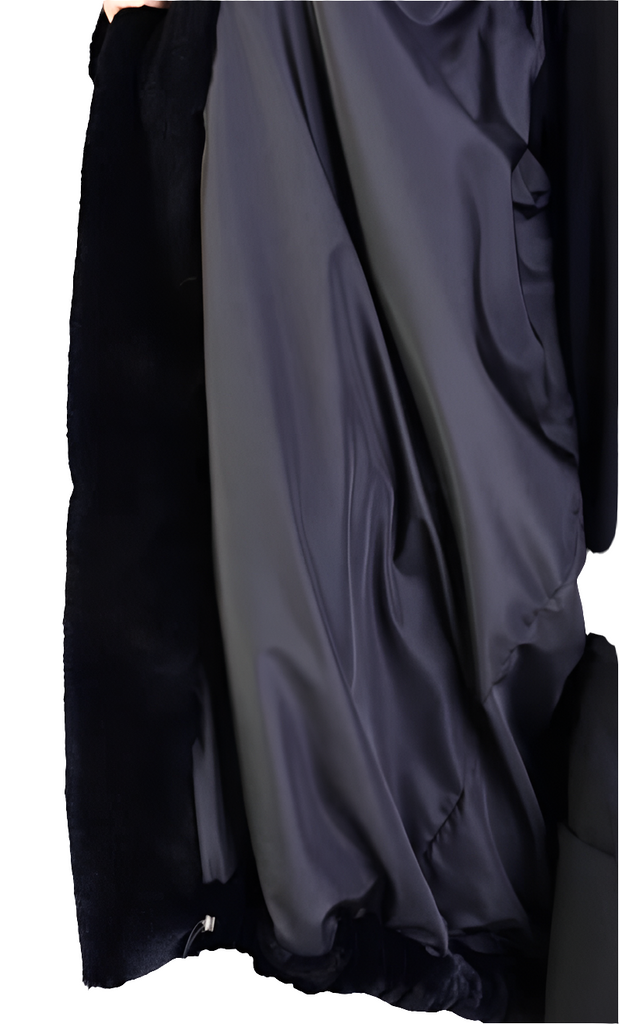 A33Q LM045 BLACK Faux Fur Lined Oversize Coat LA HAINE INSIDE US