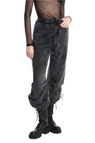 4V W5227 TROUSER Wide Fit Dyed Marmoryzed Fleece Black WOMAN LA HAINE INSIDE US