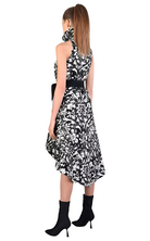 A3 4B LW54923 BLACK WHITE Floral Jacquard Asymmetric Dress LA HAINE INSIDE US