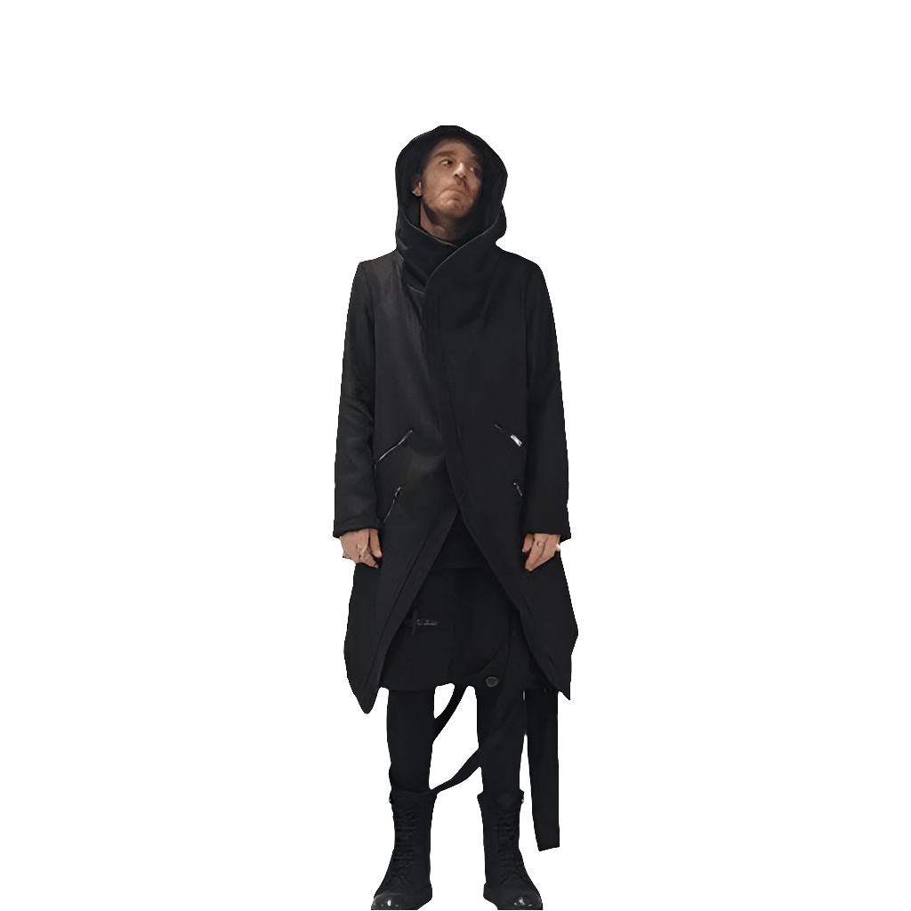 A33B LM066 BLACK Cloth Asymmetric Oversize Coat LA HAINE INSIDE US