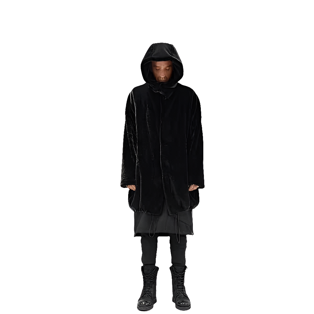 A33Q LM045 BLACK Faux Fur Lined Oversize Coat LA HAINE INSIDE US