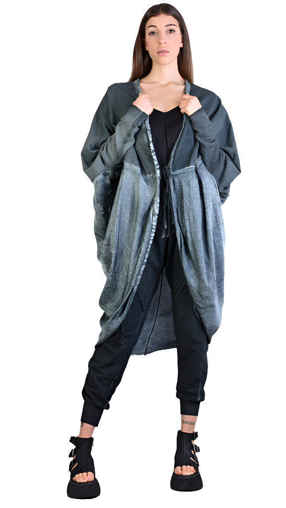 A39B SM168 GREEN Asymmetric Fleece Cardigan SANTAMUERTE