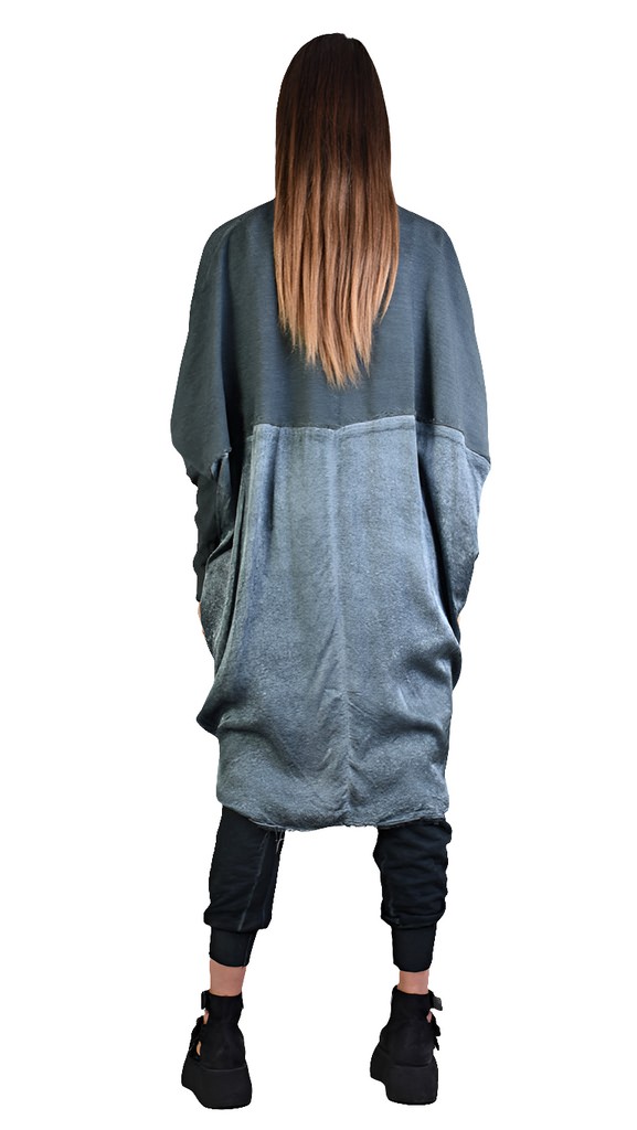 A39B SM168 GREEN Asymmetric Fleece Cardigan SANTAMUERTE