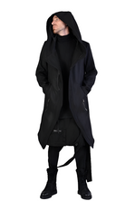 A33B LM066 BLACK Cloth Asymmetric Oversize Coat LA HAINE INSIDE US