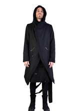 A33B LM066 BLACK Cloth Asymmetric Oversize Coat LA HAINE INSIDE US