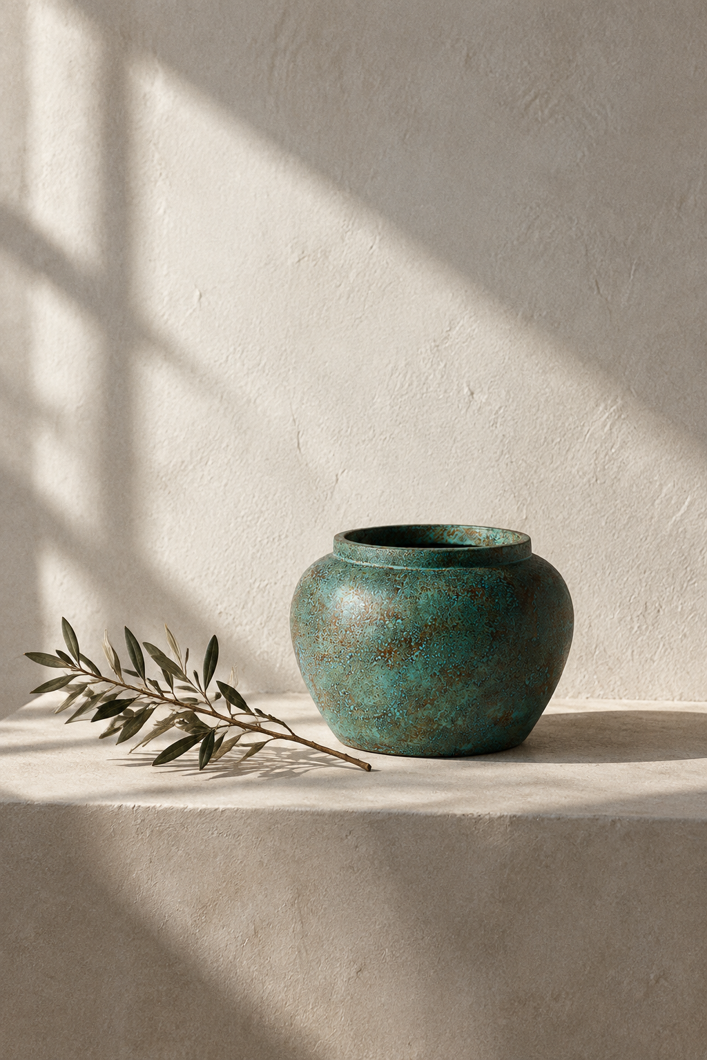 Bench with an olive branch