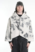 4- W5167 SPORT JACKET Over Faux Sheepskin Dyed Printed UNISEX U White LA HAINE INSIDE US