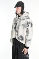 4- W5167 SPORT JACKET Over Faux Sheepskin Dyed Printed UNISEX U White LA HAINE INSIDE US