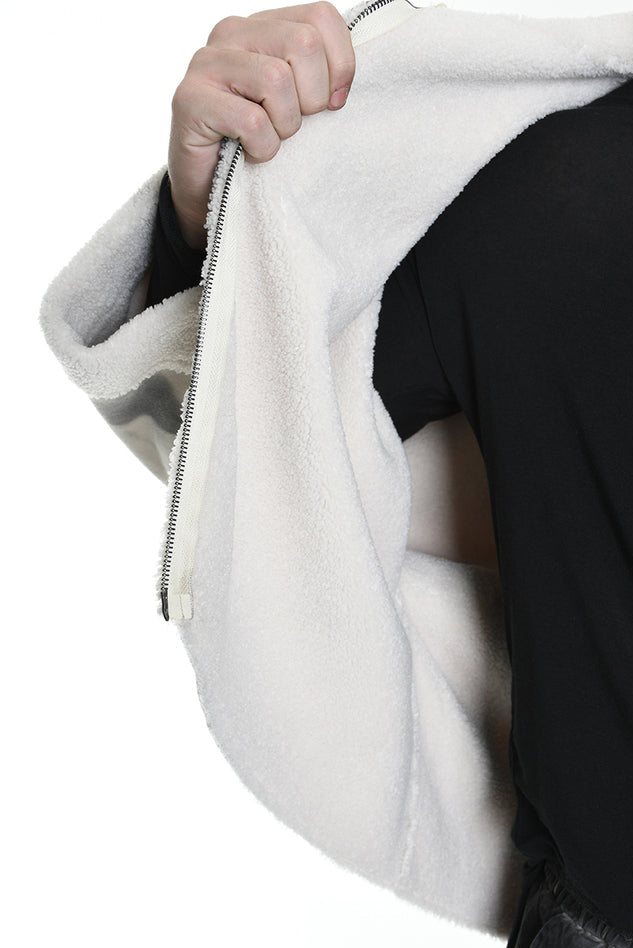 4- W5167 SPORT JACKET Over Faux Sheepskin Dyed Printed UNISEX U White LA HAINE INSIDE US