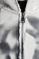 4- W5167 SPORT JACKET Over Faux Sheepskin Dyed Printed UNISEX U White LA HAINE INSIDE US