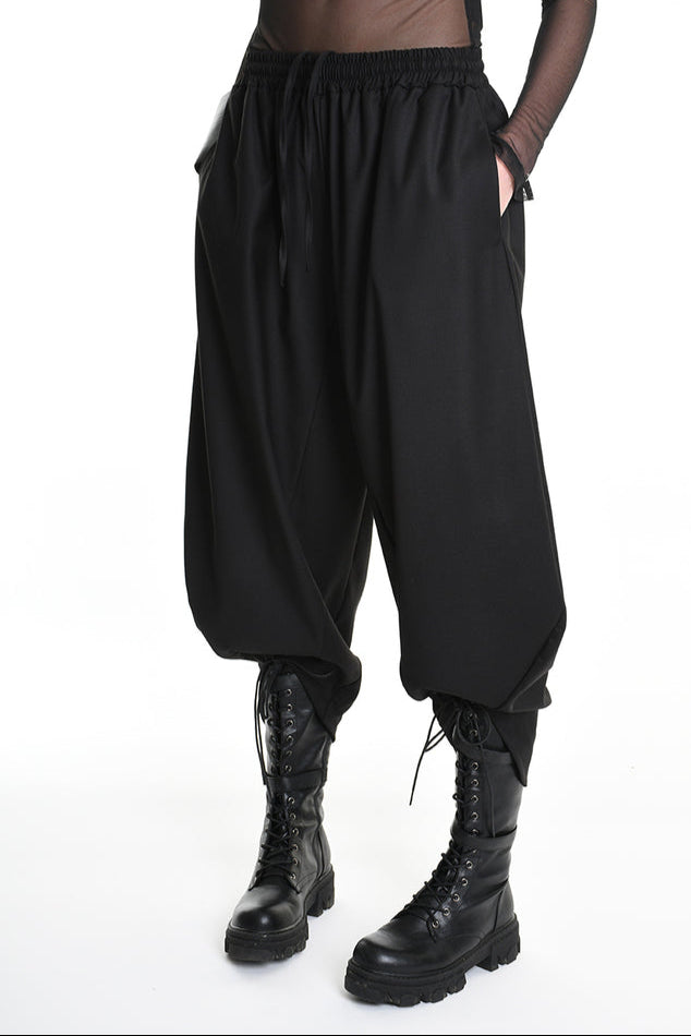 4M W5164 TROUSER Over Fluid UNISEX U Black LA HAINE INSIDE US