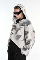 4- W5167 SPORT JACKET Over Faux Sheepskin Dyed Printed UNISEX U White LA HAINE INSIDE US