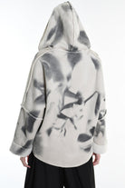 4- W5167 SPORT JACKET Over Faux Sheepskin Dyed Printed UNISEX U White LA HAINE INSIDE US