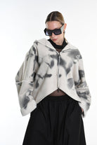 4- W5167 SPORT JACKET Over Faux Sheepskin Dyed Printed UNISEX U White LA HAINE INSIDE US