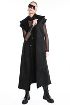 4- W5170 COAT Sleeveless Faux Sheepskin Marmorized UNISEX Black LA HAINE INSIDE US