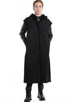 4- W5170 COAT Sleeveless Faux Sheepskin Marmorized UNISEX Black LA HAINE INSIDE US