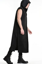 4- W5170 COAT Sleeveless Faux Sheepskin Marmorized UNISEX Black LA HAINE INSIDE US