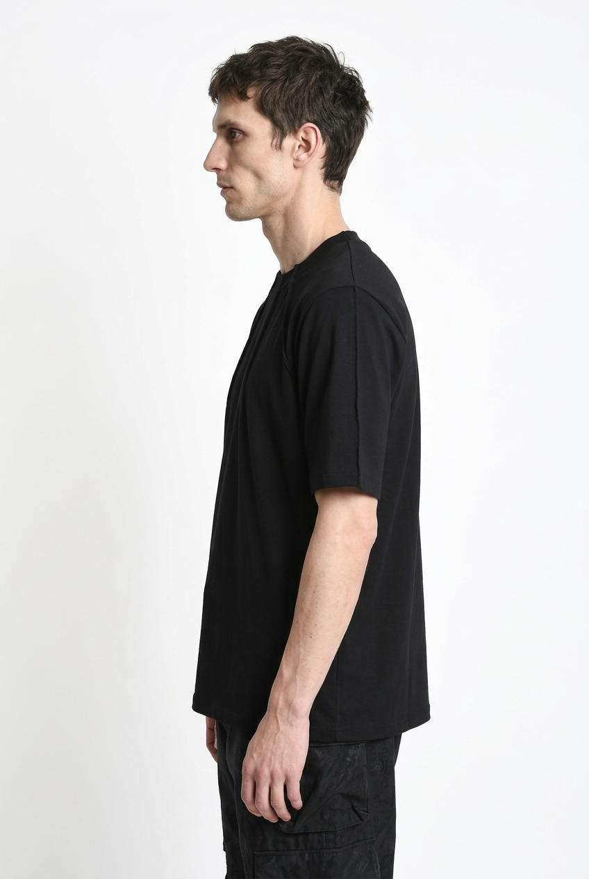 LA HAINE INSIDE US M1375 black oversized cotton stretch T-shirt, side profile