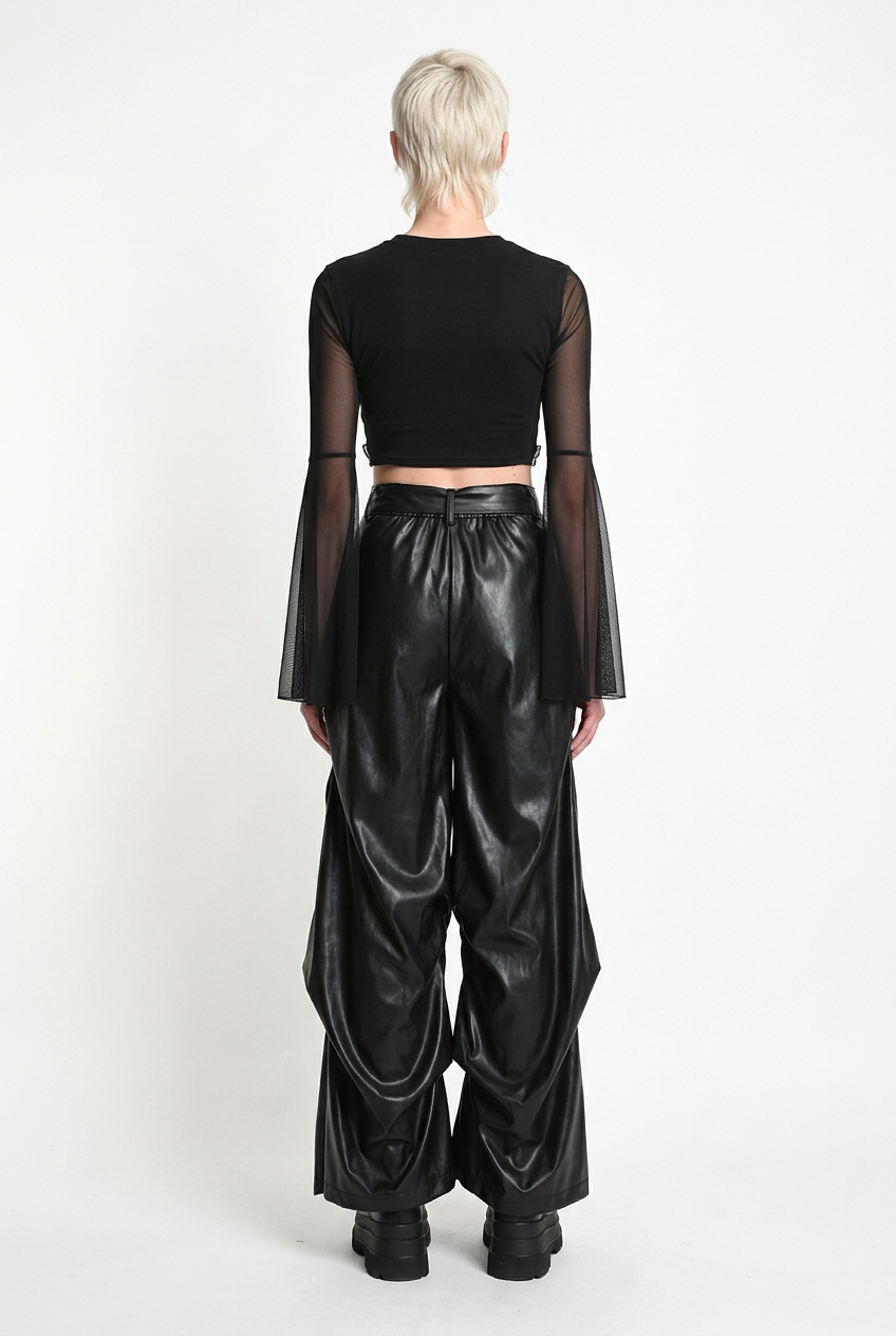 LA HAINE INSIDE US W5468 faux leather trousers in black — back editorial view