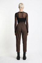 LA HAINE INSIDE US brown carrot-fit trousers, full-length back view