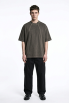 LA HAINE INSIDE US M1295 Mud cold-dyed cotton T-shirt, full-length front view