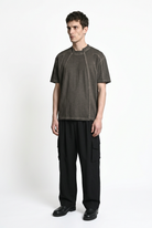 LA HAINE INSIDE US M1295 Mud cold-dyed cotton T-shirt, relaxed full-length front view