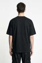 LA HAINE INSIDE US M1375 black oversized cotton stretch T-shirt, back view