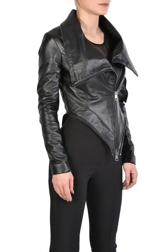 4B BLEKI22 BLACK Leather Jacket - TEPHRA