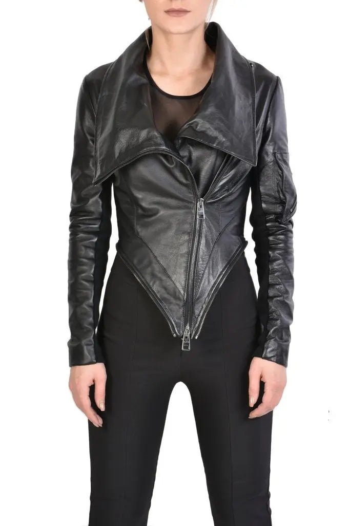 4B BLEKI22 BLACK Leather Jacket - TEPHRA