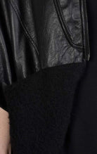 4B MISSINCAT19 BLACK Leather & boiled wool cape