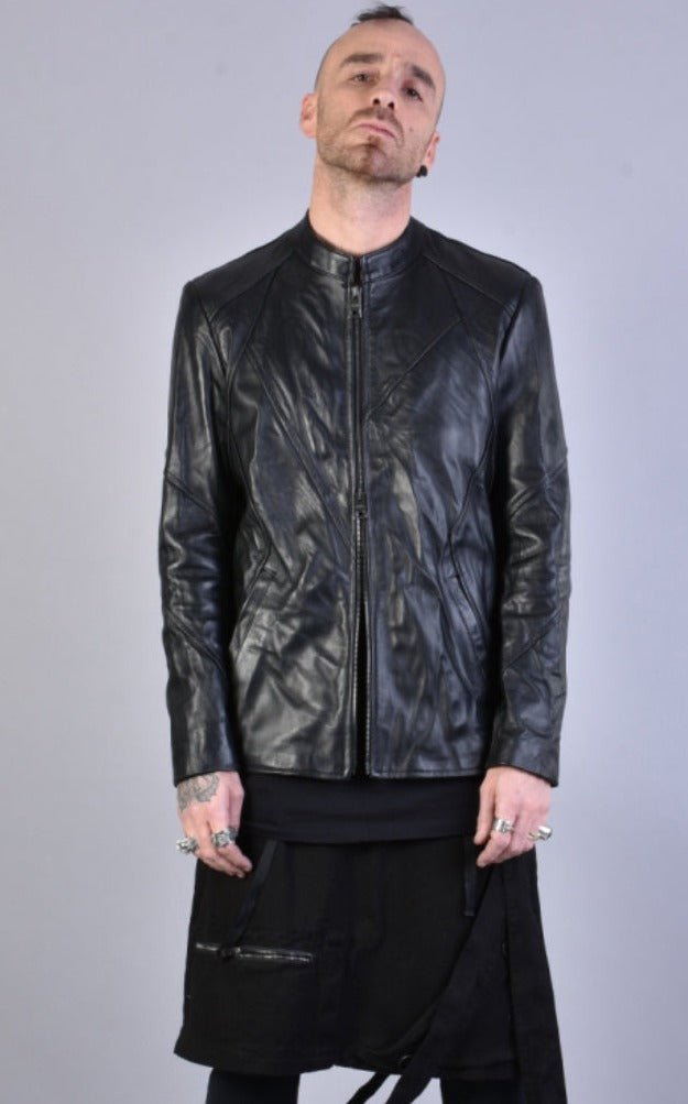 Vegetable-Tanned Leather Regular Sport Jacket for Men - A33B LM00323BLACK | Exclusive Leatherwear Shop 685.00 LEATHER JACKET Jackets LA HAINE INSIDE US TEPHRA
