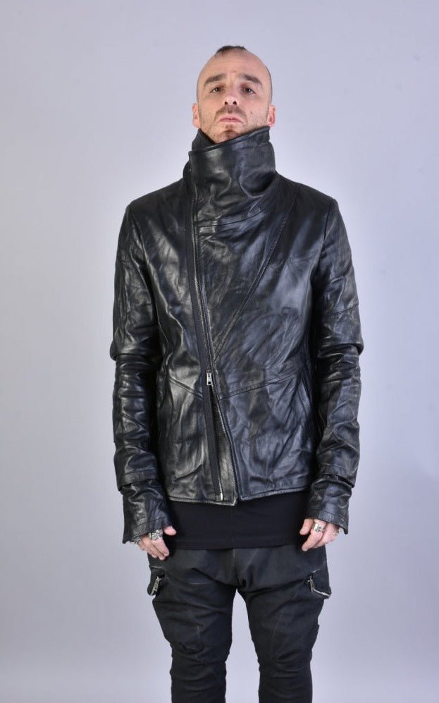 Vegetable-Tanned Leather Regular Sport Jacket for Men - A33B LM004BLACK | Exclusive Leatherwear Shop 755.00 LEATHER JACKET Jackets LA HAINE INSIDE US TEPHRA