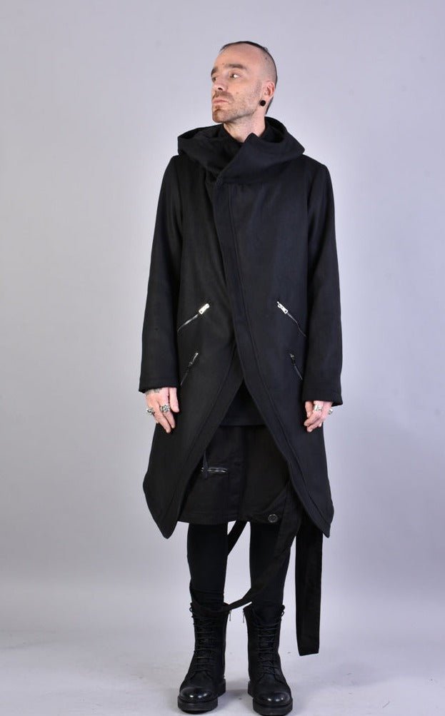 A33B LM066 BLACK Cloth Asymmetric Oversize Coat 352.00 Coats & Jackets LA HAINE INSIDE US TEPHRA