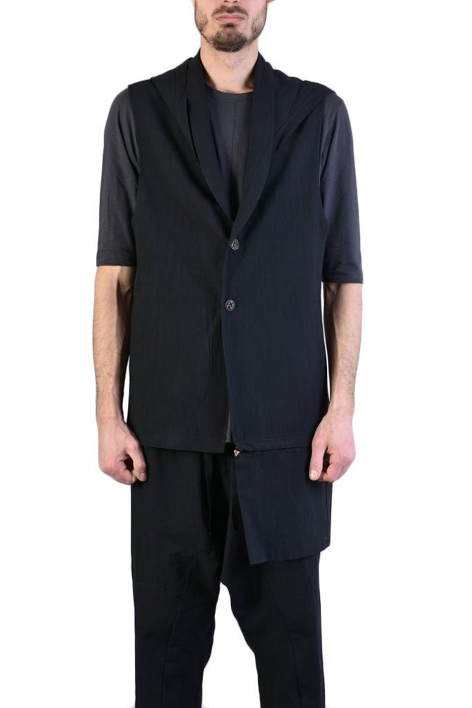 Linen Cotton Over Gilet for Men - A33B XAGOSTO23BLACK | Exclusive Gilet Shop 403.00 Vests Jackets LA HAINE INSIDE US TEPHRA