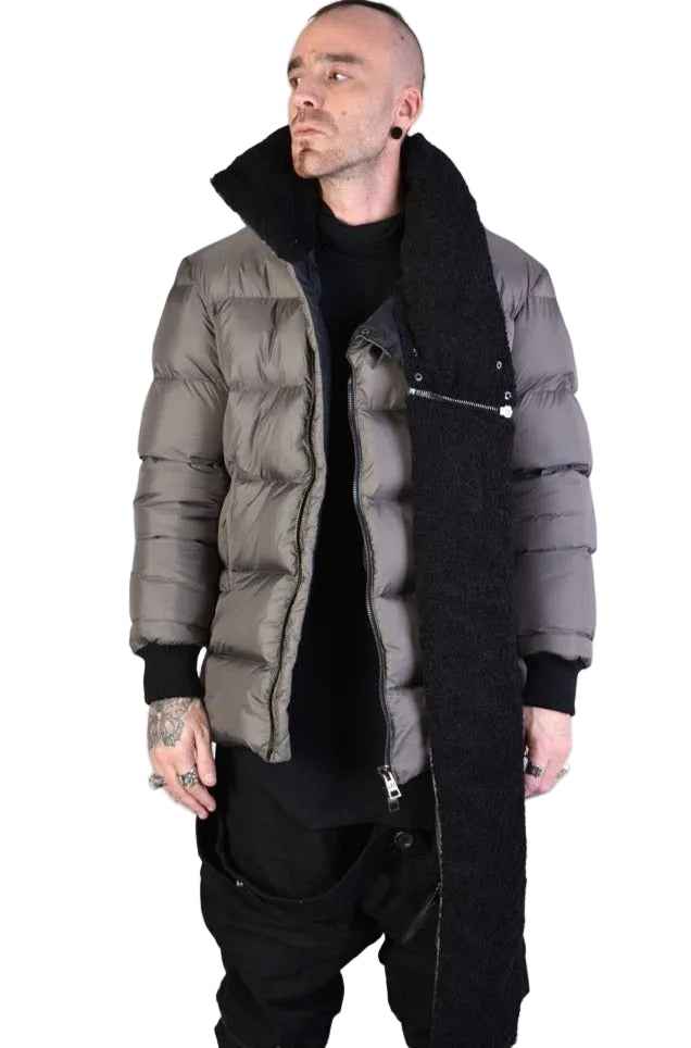 A33P LM03223 Jacket - Fango Down Nylon 360gr Faux Fur Lined Detachable Scarf Italian Men's
