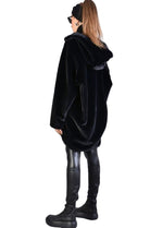 A33Q LM045 BLACKD Faux Fur Lined Oversize Coat