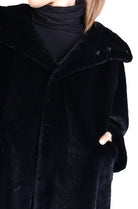 A33Q LM045 BLACKD Faux Fur Lined Oversize Coat