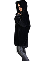 A33Q LM045 BLACKD Faux Fur Lined Oversize Coat