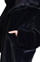 A33Q LM045 BLACKD Faux Fur Lined Oversize Coat