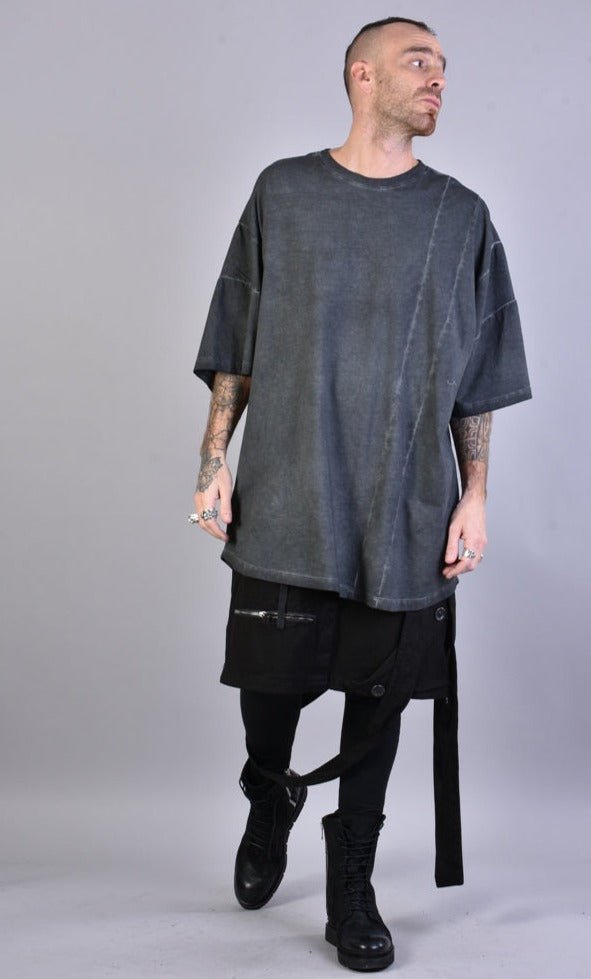 A33V LM072 GREY Maxi Over Dyed Cold Cotton T-shirt - TEPHRA
