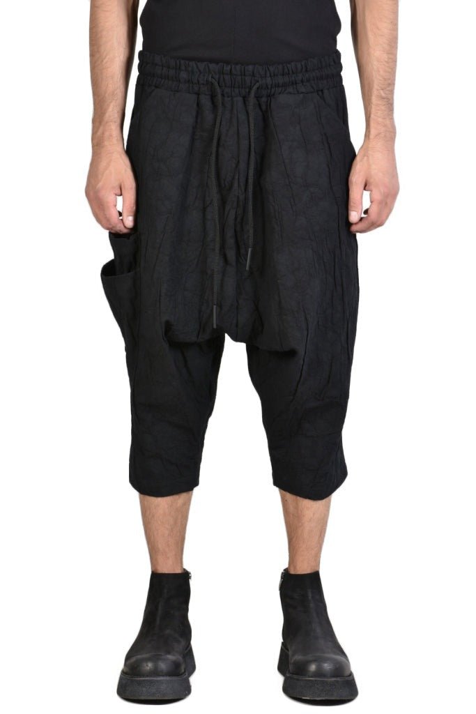 A33Z MERPMUI23 BLACK Cotton Linen Oversize Trousers Crop Pants LA HAINE INSIDE US