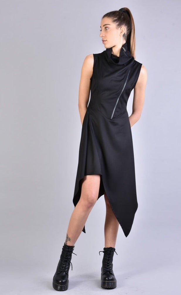 A34B LW50823 BLACK Asymmetric Dress - TEPHRA