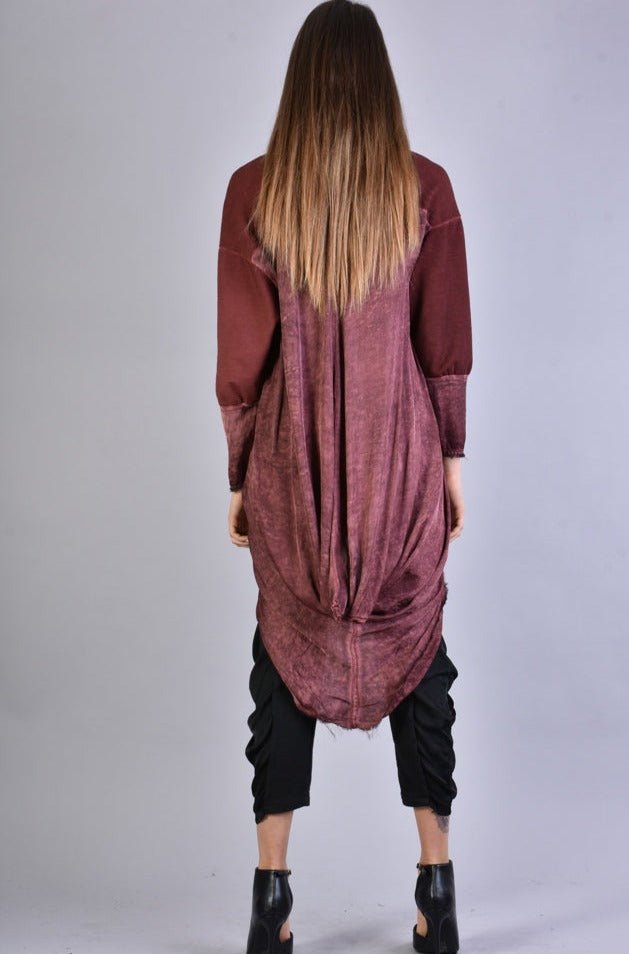 A39B SM167 BLOOD Fleece Asymmetric Jacket - TEPHRA