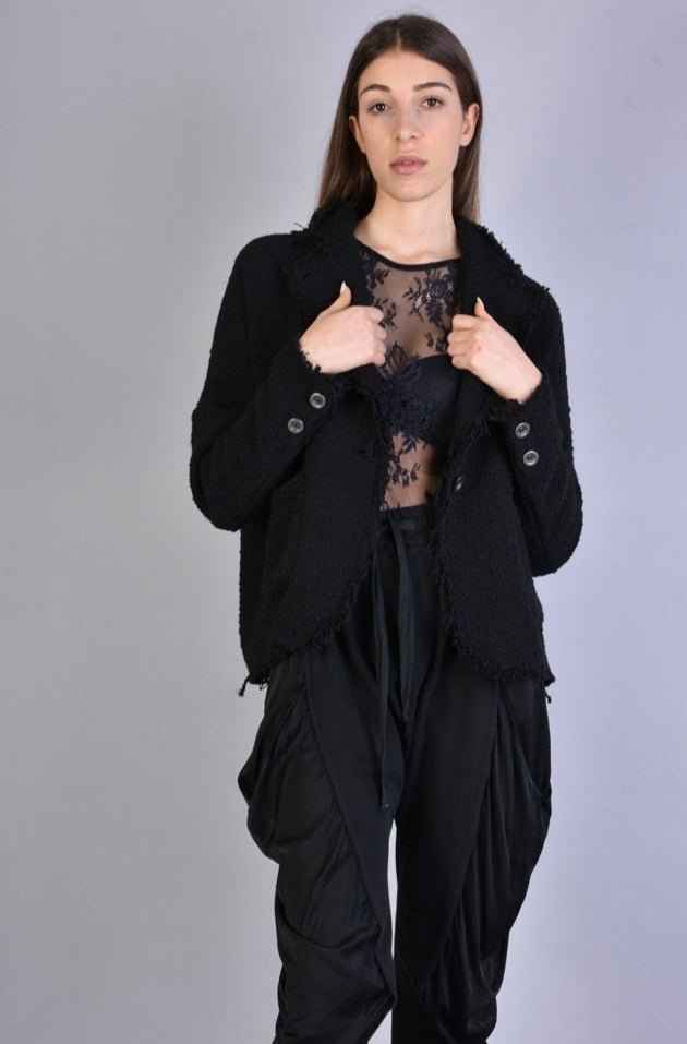 A39B SM216 Jacket - Black Wool Bouclé Oversized Asymmetric Button Luxurious Italian Women's